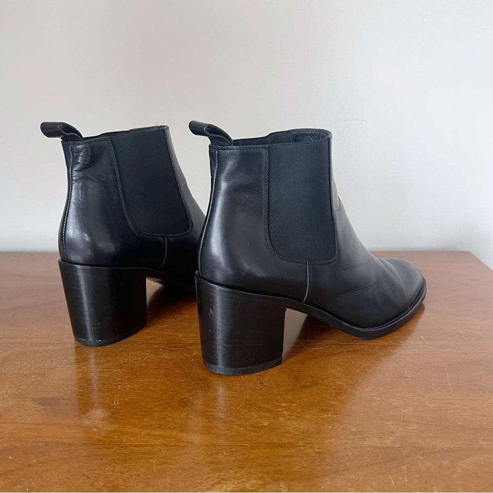 Jenni Kayne • Leather Heeled Chelsea boot ankle bootie black Nappa stacked 41 - Picture 7 of 13